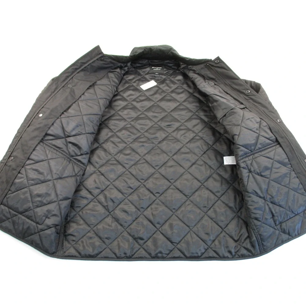 Banana Republic Quilted Jacket Mens Large Black Water Resistant Corduroy Collar